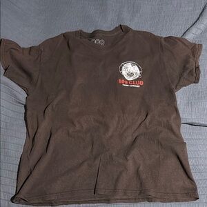 Chocolate Brown Short Sleeve Tee with Circular Design